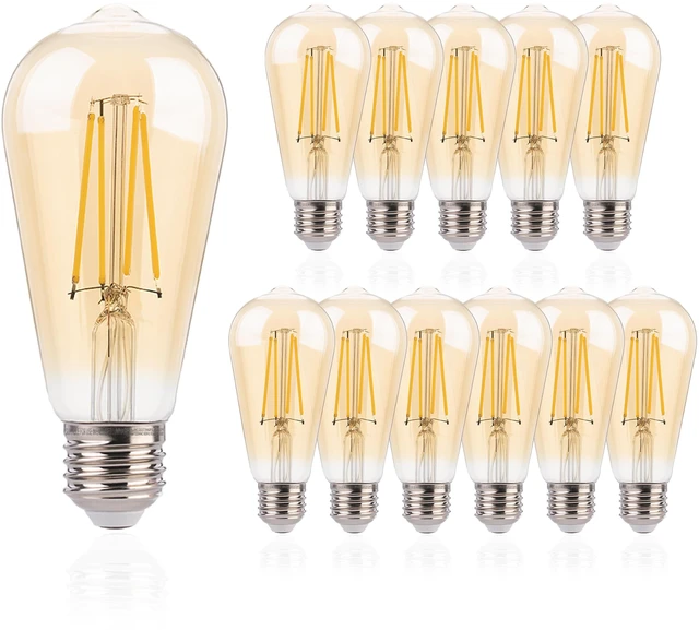 Main image of ST19 LED Edison Bulbs 40W Equivalent, 4W Amber Glass Vintage Light Bulbs, 2200K Warm White Dimmable, High CRI 90+, 400LM E26 Base, Decorative LED Filament Bulbs for Pendant, Chandelier, 12 Pack