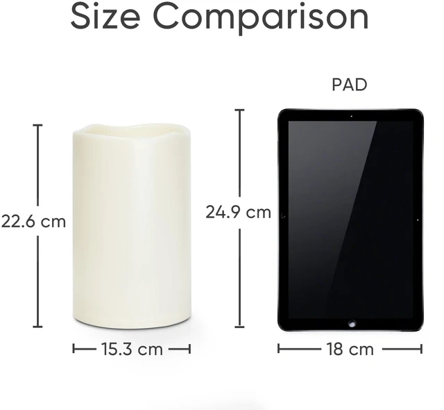 Alt view image 2 of 7 - 6" x 9" Extra Large Outdoor Waterproof Candle with Auto 6H Timer No Remote, LED Flickering Pillar Candle Battery Operated for Lanterns,Ivory Plastic Made, Long Last for Half A Year