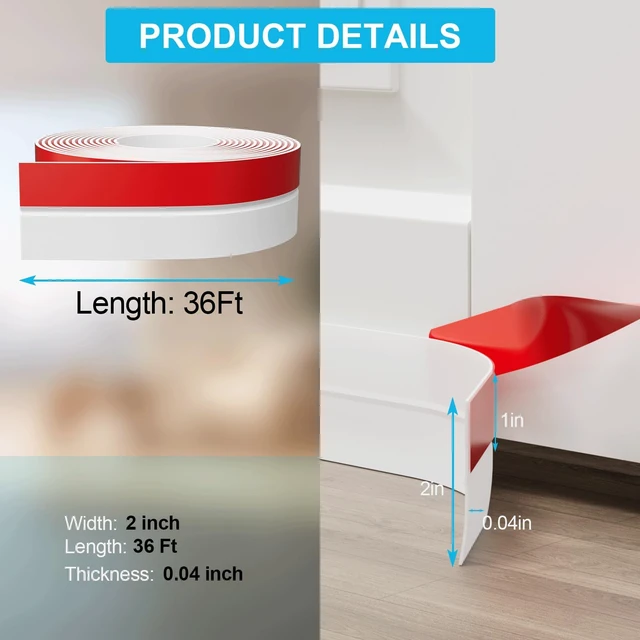 Alt view image 5 of 6 - 36FT Weather Stripping Door Seal - 2" Silicone Door Draft Seal Tape for Gaps Under Door Weatherstripping Sweep Stopper for Bottom of Shower Door/Sliding Glass Door