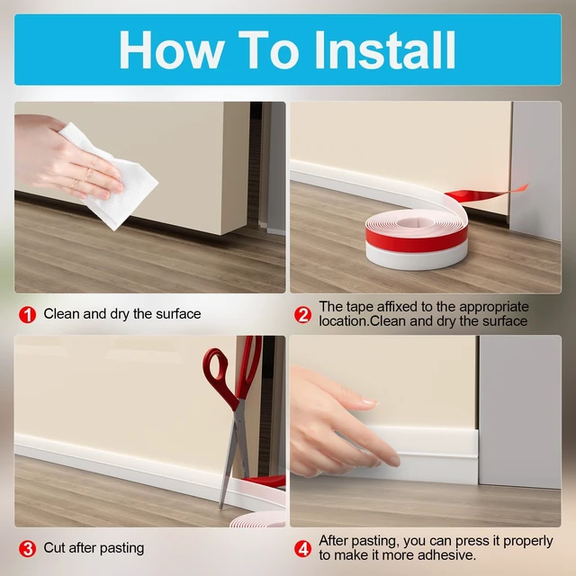 Alt view image 6 of 6 - 36FT Weather Stripping Door Seal - 2" Silicone Door Draft Seal Tape for Gaps Under Door Weatherstripping Sweep Stopper for Bottom of Shower Door/Sliding Glass Door