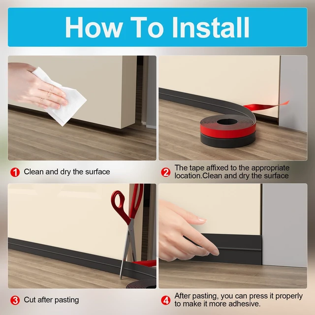 Alt view image 6 of 6 - 36FT Weather Stripping Door Seal - 2" Silicone Door Draft Seal Tape for Gaps Under Door Weatherstripping Sweep Stopper for Bottom of Shower Door/Sliding Glass Door