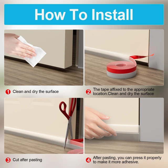 Alt view image 6 of 6 - 36FT Weather Stripping Door Seal - 2" Silicone Door Draft Seal Tape for Gaps Under Door Weatherstripping Sweep Stopper for Bottom of Shower Door/Sliding Glass Door