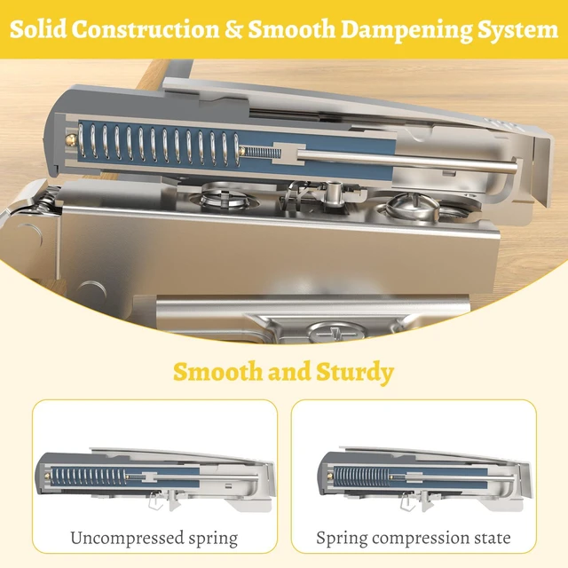 Alt view image 4 of 6 - 20 Pack Soft Close Motion Damper Mechanism for Full Overlay Hinges, Smooth Slow Straight-Arm, Clip Top Retrofitting Attachment, Cabinet Door Concealed Replacement Hardware Accessories