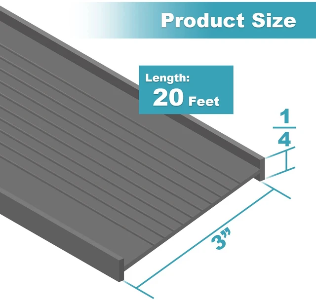 Alt view image 2 of 7 - 3" Garage Door Bottom Seal Weatherstrip in Grey - 1/4" T Style - All Widths (20' Wide Door)