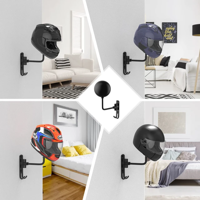 Alt view image 7 of 7 - Helmet Hanger Wall Mount 180° Swivel Helmet Holder for Motorcycle Bike Racing Outerwear Sports Gear (2 Pack)