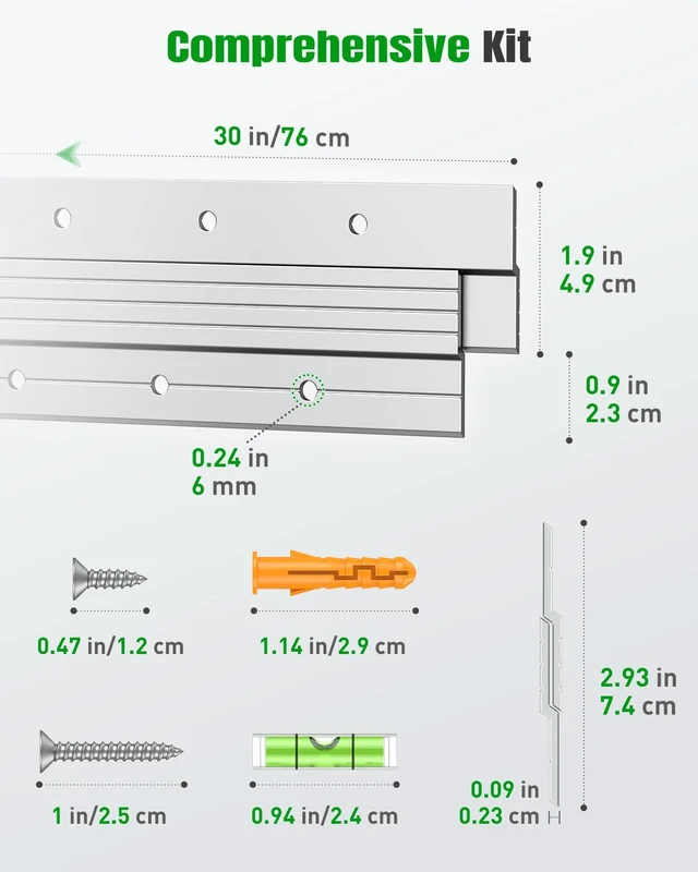 Alt view image 2 of 7 - 2 Pairs 30 Inch French Cleat Hanger 200 lbs Load Heavy Duty French Cleat Picture Hanger Aluminum Alloy Mirror Hanging Hardware Wall Mounting Bracket Interlocking Z Bar Clip with Bubble Level
