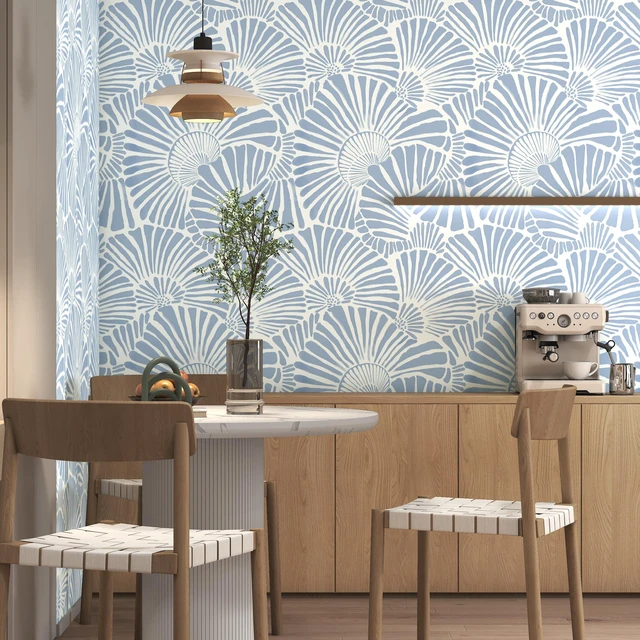 Alt view image 4 of 7 - Blue and White Wallpaper Peel and Stick Wallpaper Boho 17.3"×393" Modern Wall Paper Self Adhesive Removable Wallpapers for Bathroom Blue Contact Paper for Cabinets Drawers Shelf Decor Vinyl