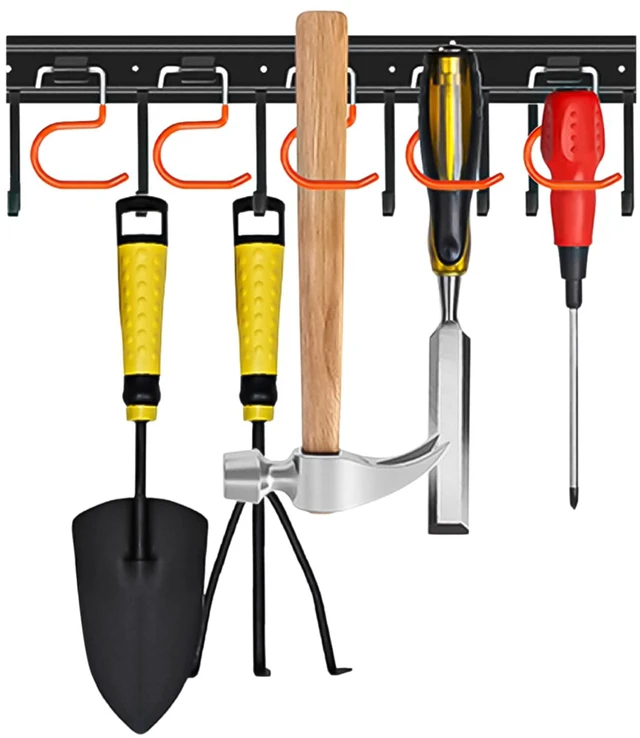 Main image of 17'' All Metal Garden Tool Organizer Adjustable Garage Tool Organizer Wall Mount Garage Organizers and Storage with Heavy Duty Hooks Tool Hangers for Garage Wall, Shed, Garden