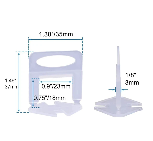 Alt view image 2 of 7 - Tile Leveling System Clips 1/8" 2000 Piece 3.0mm Tile Leveler Clips DIY Tile Spacers Tile Leveling for Professional Ceramic Tile and Stone Installation