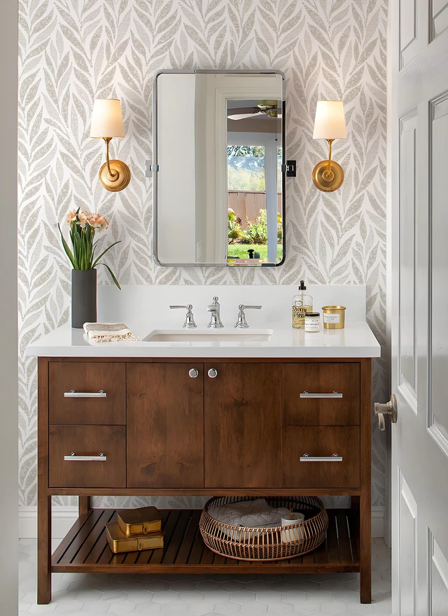 Alt view image 3 of 7 - 393"x17.3" Boho Peel and Stick Wallpaper Beige and White Wallpaper Leaf Self Adhesive Removable Wall Paper for Bathroom Bedroom Contact Paper for Walls Vinyl Roll
