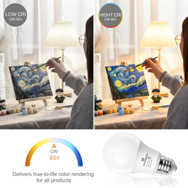Alt view image 6 of 7 - 24 Pack A19 LED Bulb 2700K Soft White E26 Base 60 Watt 9W 900LM CRI 85+ 120V 800 Lumens,Warm Light Bulbs for Bedroom Living Room,No Flicker,Recycled Materials,Non-Dimmable