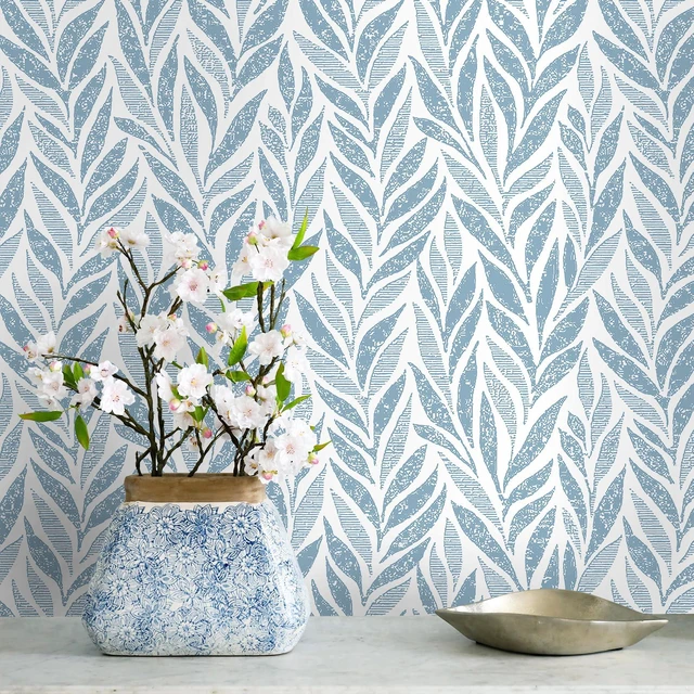 Main image of 393"x17.3" Blue Peel and Stick Wallpaper Boho Contact Paper Modern Stick on Wallpaper for Bathroom Adhesive Kitchen Wall Paper Vinyl Rolls
