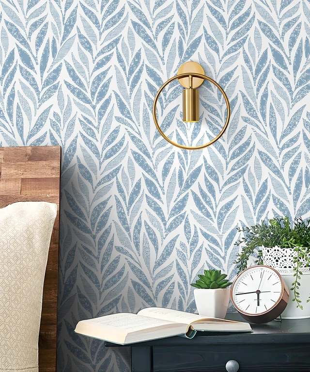 Alt view image 2 of 6 - 393"x17.3" Blue Peel and Stick Wallpaper Boho Contact Paper Modern Stick on Wallpaper for Bathroom Adhesive Kitchen Wall Paper Vinyl Rolls