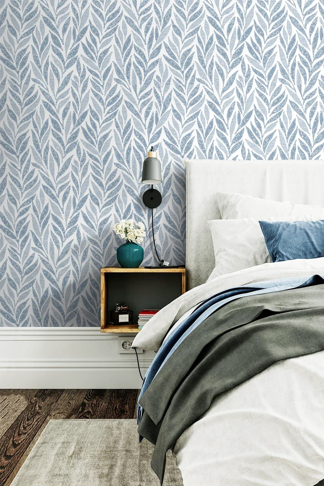 Alt view image 3 of 6 - 393"x17.3" Blue Peel and Stick Wallpaper Boho Contact Paper Modern Stick on Wallpaper for Bathroom Adhesive Kitchen Wall Paper Vinyl Rolls