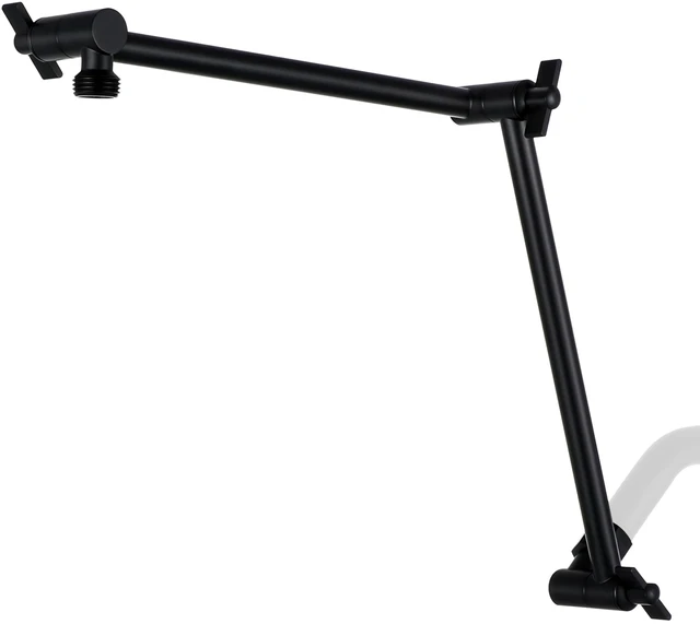 Main image of 20 Inch Solid Brass Shower Head Extension Arm (Matte Black) Rise or Lower Shower Head, All Metal, Height & Angle Adjustable Extender, Firmly Secure Shower Head, Easy to Install