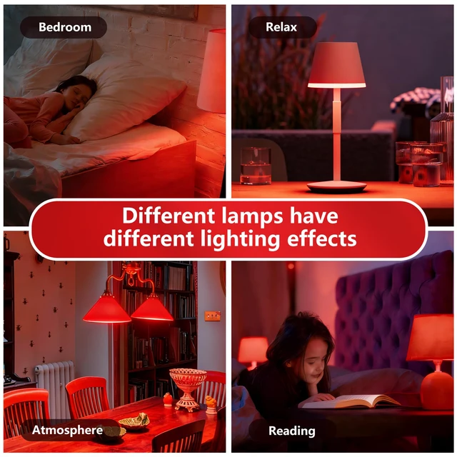 Alt view image 4 of 7 - Red Sleep Light Bulb 4 Pack Dimmable A19 9W Red Light Bulbs Red Bulbs Equivalent to 60W,for Healthy Sleep,Blue Light Blocking,E26 Base for Bedroom, Baby Nursery Room,Night light