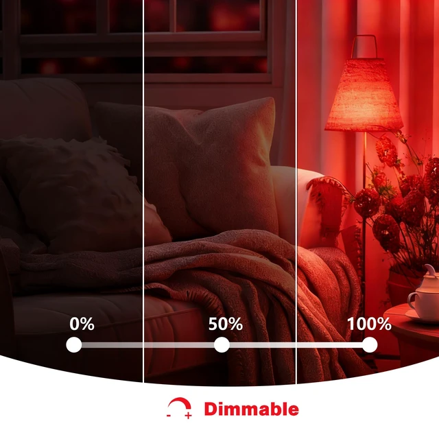 Alt view image 3 of 7 - Red Sleep Light Bulb 4 Pack Dimmable A19 9W Red Light Bulbs Red Bulbs Equivalent to 60W,for Healthy Sleep,Blue Light Blocking,E26 Base for Bedroom, Baby Nursery Room,Night light