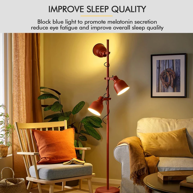 Alt view image 5 of 7 - Sleep Light Bulb 4 Pack Dimmable A19 9W 1800K Warm Light Bulbs Amber Light Bulbs Equivalent to 60W,for Healthy Sleep,Blue Light Blocking,E26 Base for Bedroom, Baby Nursery Room,Night light