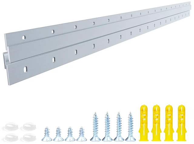 Main image of French Cleat Heavy Duty, Aluminum French Cleat, Headboard Wall Mounting Brackets with Screws, Heavy Mirror Mounting Hardware (36 Inch-1 Pair, Support 240 lbs)