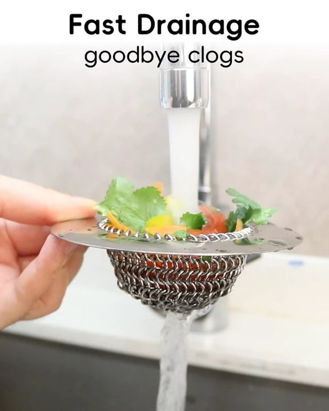 Alt view image 4 of 7 - Kitchen Sink Drain Strainer & Sink Stopper, Revolutionary Stainless Steel Drain Plug Combo, Anti-Clog Garbage Strainer Basket for US Standard Drains, Fits Single & Double Bowl Kitchen Sinks