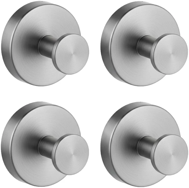 Main image of Suction Cup Shower Hooks, Suction Towel Hooks for Bathrooms Waterproof, No Drill, Heavy Duty, Stainless Steel, Removable, Renter Friendly, Easy to Install, Silver 4 Pcs