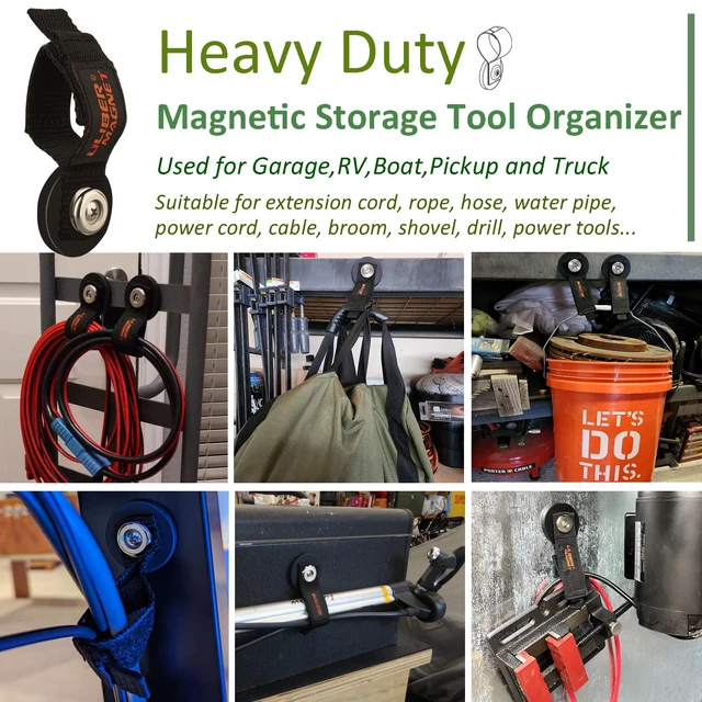 Alt view image 4 of 7 - Strong Magnetic Storage Straps,Heavy Duty Magnetic Garage Storage Tool Organizer,Extension Cord, Cable, Rope,Tools for Garage,Pick-up,RV and Workshop(2 Pack/1.69INCH)