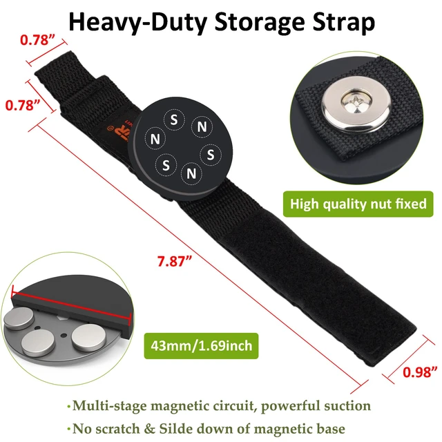 Alt view image 5 of 7 - Strong Magnetic Storage Straps,Heavy Duty Magnetic Garage Storage Tool Organizer,Extension Cord, Cable, Rope,Tools for Garage,Pick-up,RV and Workshop(2 Pack/1.69INCH)