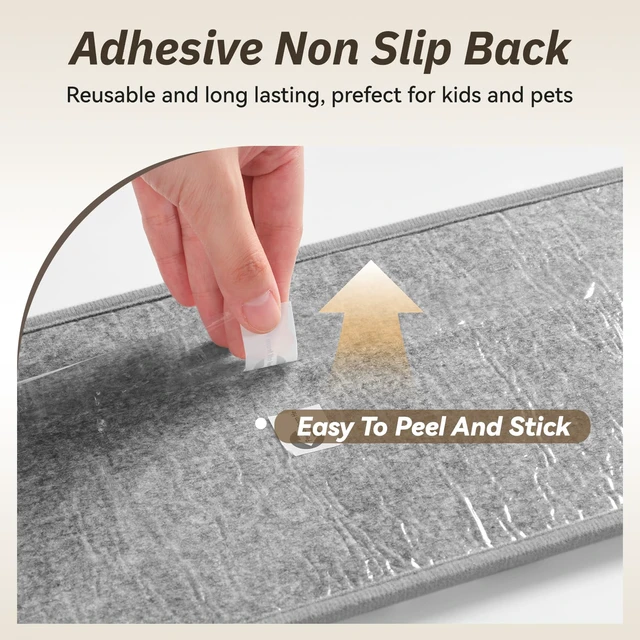 Alt view image 4 of 7 - Peel and Stick Stair Treads Non Slip for Wooden Steps 15 PCS, 8"x30" 3D Textured Carpet Stair Tread Indoor, Adhesive Washable Stair Runner Rug for Kids, Elders & Pets, Grey