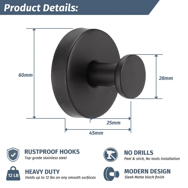 Alt view image 4 of 6 - Suction Cup Shower Hooks, Suction Towel Hooks for Bathrooms Waterproof, No Drill, Heavy Duty, Stainless Steel, Removable, Renter Friendly, Easy to Install, Silver 4 Pcs