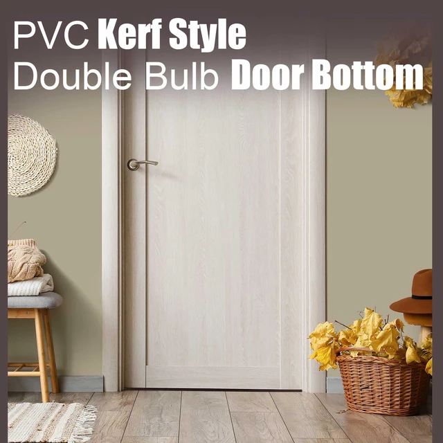 Alt view image 5 of 7 - 4 Pcs 36" Kerf Door Sweep Double Bubble Kerf Brown 1-3/4" Wide Vinyl Seal, Exterior Door Sweeps for Energy Saving, Blocks Dust Insects Noise, Slide-in Install, Draft Stopper