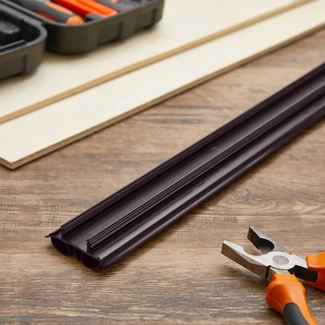 Alt view image 7 of 7 - 4 Pcs 36" Kerf Door Sweep Double Bubble Kerf Brown 1-3/4" Wide Vinyl Seal, Exterior Door Sweeps for Energy Saving, Blocks Dust Insects Noise, Slide-in Install, Draft Stopper