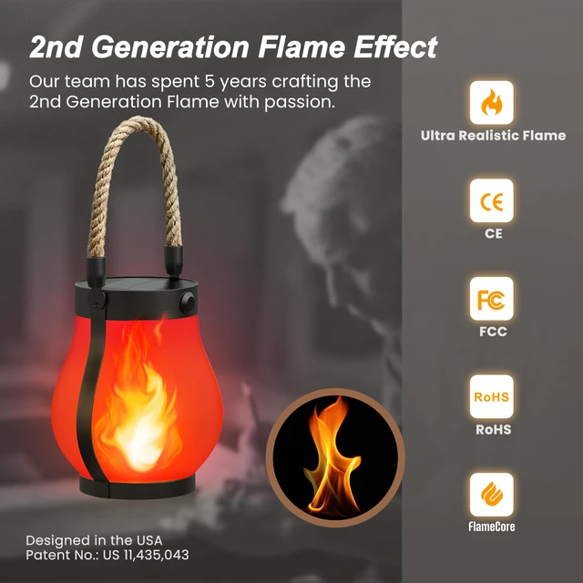 Alt view image 2 of 7 - Gen2 Solar Lanterns Outdoor Waterproof with Ultra-Real Flame, Red USB/Solar Charging & 2-Mode, Waterproof Decorative Hanging/Table Light for Pathway Garden Patio Yard Decor Gifts for Women, 2