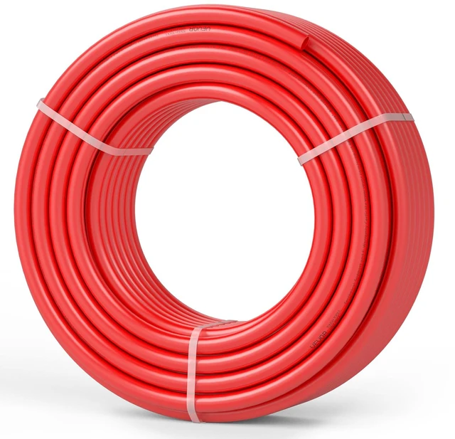 Main image of PEX-B Pipe 3/4 Inch x 100 Feet, Non-Oxygen Barrier Flexible Pipe Tubing, Red for Hydronic Radiant Floor Heating, Water Plumbing Applications with Cutter& Clamps