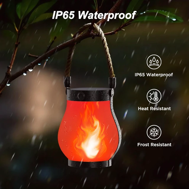 Alt view image 7 of 7 - Gen2 Solar Lanterns Outdoor Waterproof with Ultra-Real Flame, Red USB/Solar Charging & 2-Mode, Waterproof Decorative Hanging/Table Light for Pathway Garden Patio Yard Decor Gifts for Women, 2