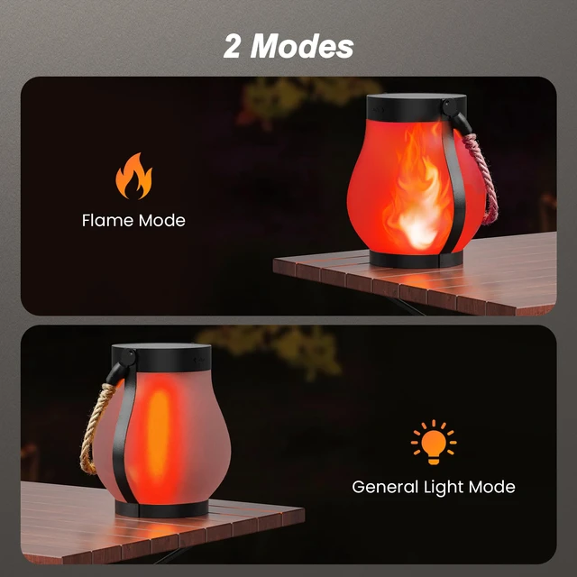 Alt view image 6 of 7 - Gen2 Solar Lanterns Outdoor Waterproof with Ultra-Real Flame, Red USB/Solar Charging & 2-Mode, Waterproof Decorative Hanging/Table Light for Pathway Garden Patio Yard Decor Gifts for Women, 2