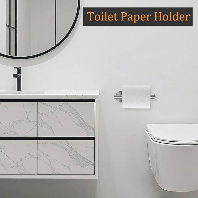Alt view image 2 of 7 - 2 Piece Toilet Paper Holder Wall Mount - Brushed Nickel Stainless Steel Bathroom Toilet Paper Holder, Toilet Paper Roll Holder for Bathroom, Kitchen, Washroom