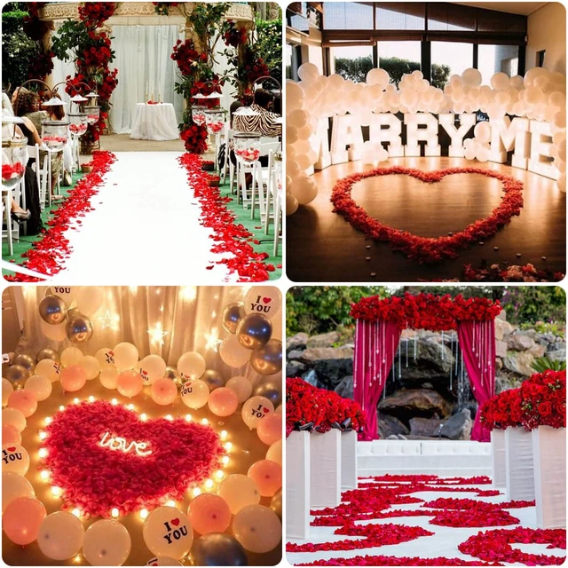 Alt view image 2 of 7 - Rose Petals for Romantic Night - Artificial Red Rose Petals with LED Candles for Decoration, Wedding, Valentine's Day
