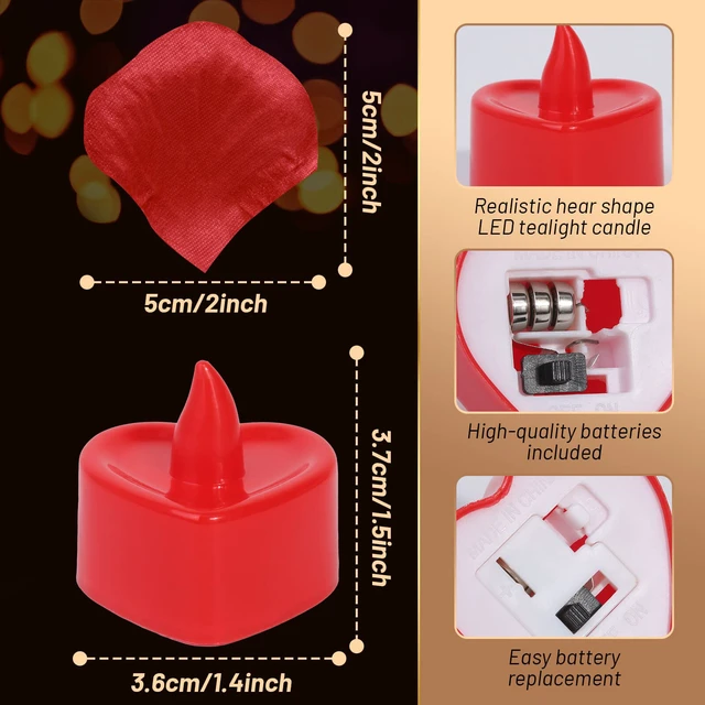 Alt view image 4 of 7 - Rose Petals for Romantic Night - Artificial Red Rose Petals with LED Candles for Decoration, Wedding, Valentine's Day