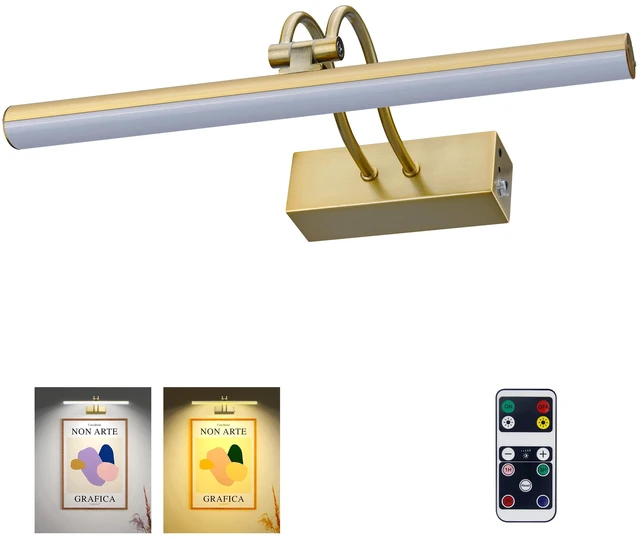 Main image of Picture Lights for Wall,5000mAh Wireless Wall Light,16" Art Light,Brass Rechargeable Picture Lights,Remote Timer and Dimmer Gallery Light for Painting,Room Decor