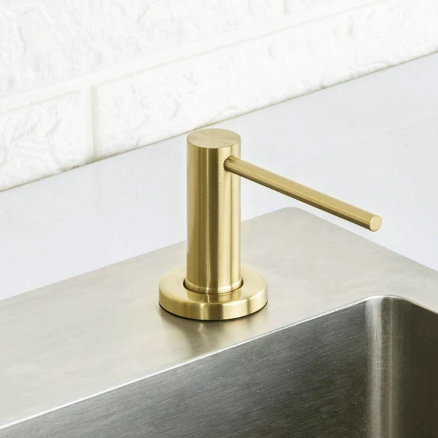 Alt view image 2 of 7 - Kitchen Sink Soap Dispenser Champagne Gold Stainless Steel Countertop Pump Hand Lotion Built in Bottle