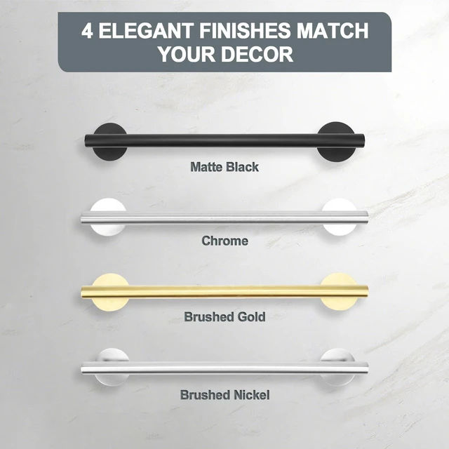 Alt view image 7 of 7 - 3M Towel Bar, 24 Inch 304 SS Matte Black No Drill Self Adhesive Bathroom Towel Rod Wall Mounted