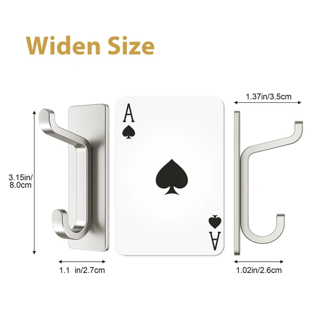 Alt view image 4 of 6 - Self Adhesive Wall Hooks for Hanging: Extra Strong 13 LB, Hook for Coat, Towel in Bathrooms, Shower, Kitchen, Wall, Door Hook, Nickel Silver 6 Pack