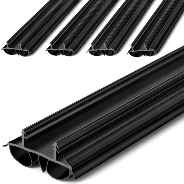 Main image of 4 Pcs 36" Kerf Door Sweep Double Bubble Kerf Black 1-3/4" Wide Vinyl Seal, Exterior Door Sweeps for Energy Saving, Blocks Dust Insects Noise, Slide-in Install, Draft Stopper