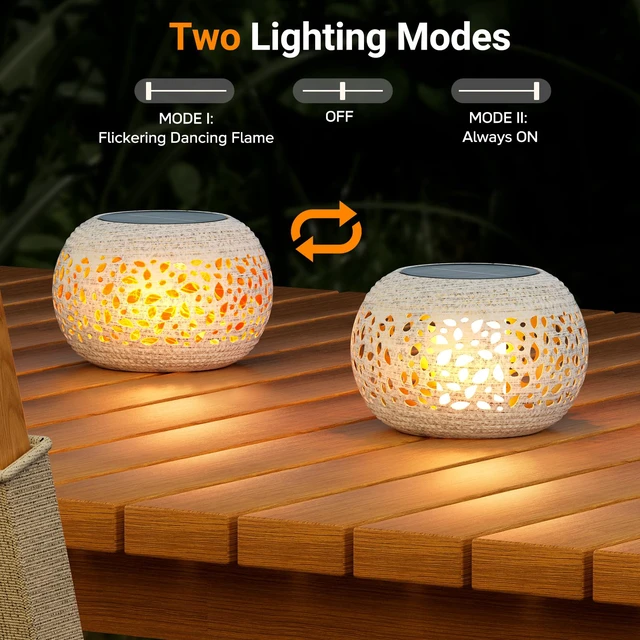 Alt view image 2 of 7 - Solar Lanterns Outdoor Waterproof Table Lights: Upgraded Solar Flame Lantern, 2 Lighting Modes White Lantern Flickering Light for Garden Yard Balcony Indoor Tabletop Decor, Gifts for Women