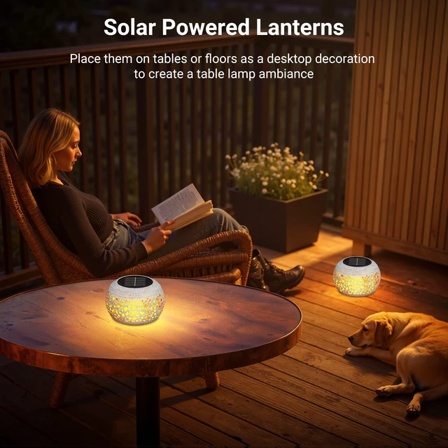 Alt view image 4 of 7 - Solar Lanterns Outdoor Waterproof Table Lights: Upgraded Solar Flame Lantern, 2 Lighting Modes White Lantern Flickering Light for Garden Yard Balcony Indoor Tabletop Decor, Gifts for Women