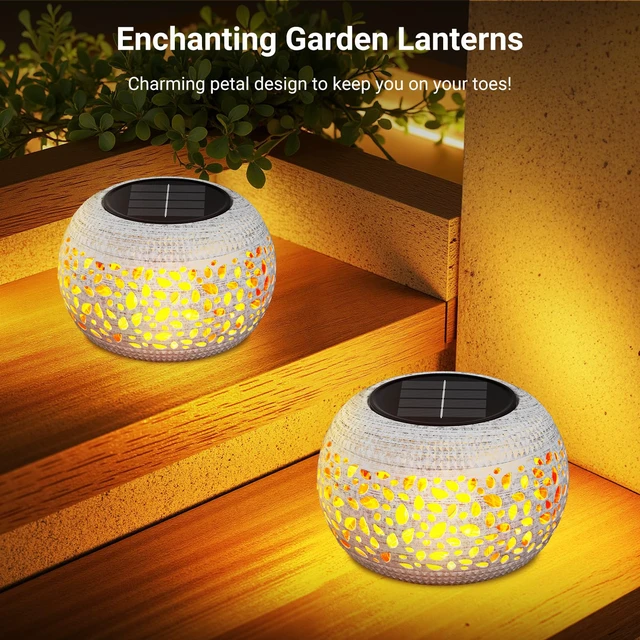 Alt view image 5 of 7 - Solar Lanterns Outdoor Waterproof Table Lights: Upgraded Solar Flame Lantern, 2 Lighting Modes White Lantern Flickering Light for Garden Yard Balcony Indoor Tabletop Decor, Gifts for Women