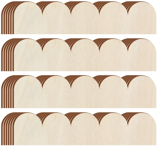 Main image of 24 Pack Unfinished Scalloped Wood Trim, 15.75 x 3.54 Inch DIY Scalloped Molding for Wall Cabinet Shelf Window Door, Unfinished Wood to Paint