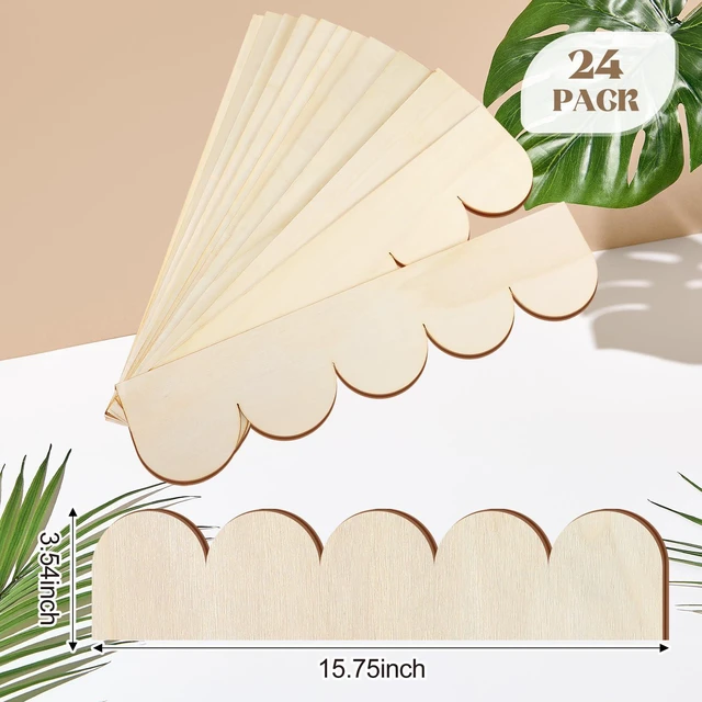 Alt view image 2 of 6 - 24 Pack Unfinished Scalloped Wood Trim, 15.75 x 3.54 Inch DIY Scalloped Molding for Wall Cabinet Shelf Window Door, Unfinished Wood to Paint