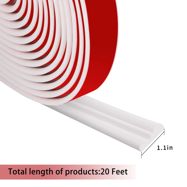 Alt view image 2 of 6 - 20 Ft x 1.1' Wall Decoration Molding Trim, White Self-Adhesive 3D Chair Rail Panel Molding, Flexible DIY Wall Trim for Mirror, Window Frame and Home Decoration