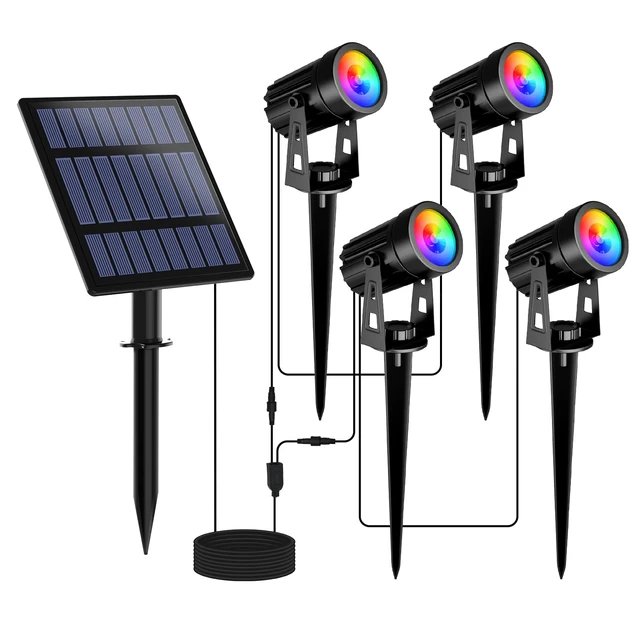 Main image of RGB Solar Spot Lights Outdoor Color Changing Landscape Spotlights for Flag Patio Pathway Yard Garden Halloween Christmas